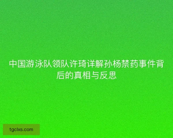 中国游泳队领队许琦详解孙杨禁药事件背后的真相与反思