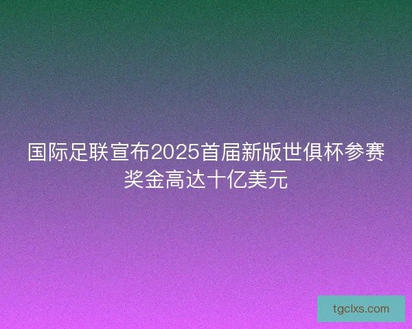 国际足联宣布2025首届新版世俱杯参赛奖金高达十亿美元
